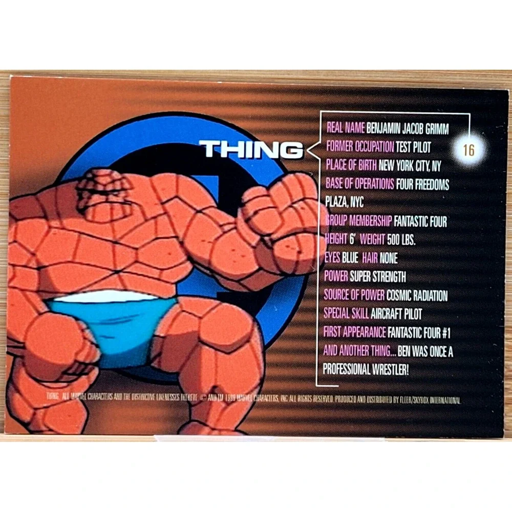 THING 1996 MARVEL MOTION‎ FLEER/SKYBOX CARD #16